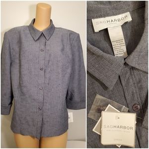 NWT SAG HARBOR Button Up Short Sleeve Suit Jacket